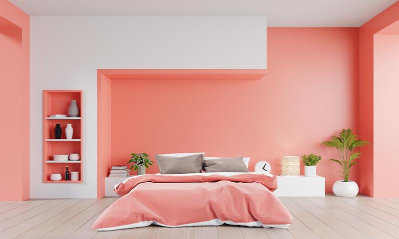 Светлое двухцветное сочетание для стен спальни