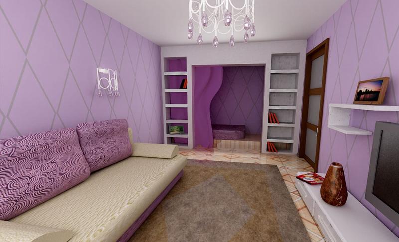 Оттенок Bodacious в интерьере гостиной 2