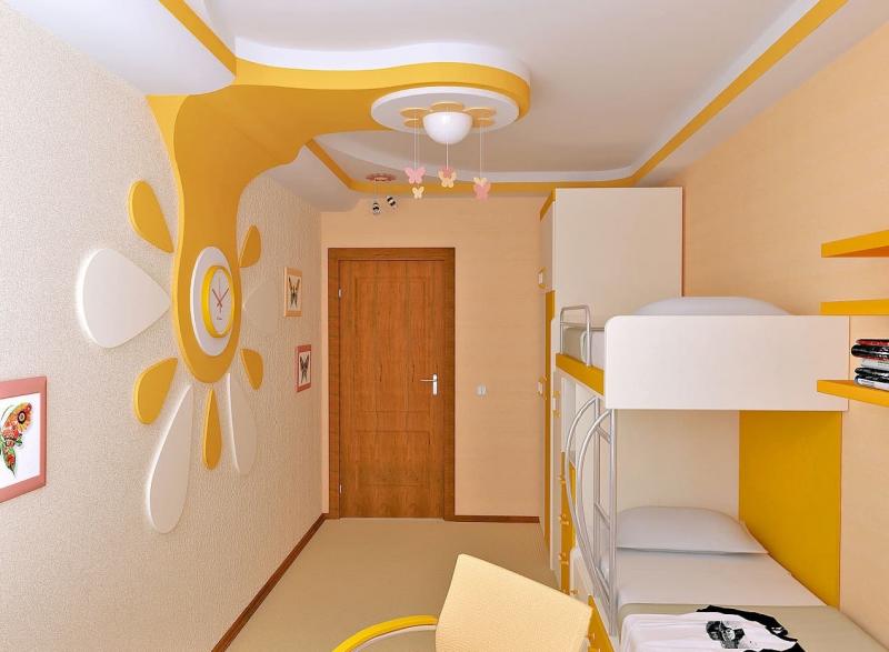 Дизайн потолка из гипсокартона для детской 7
