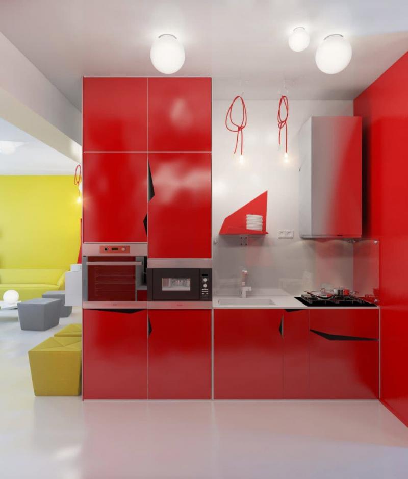 Красная кухня 6 кв.м 2