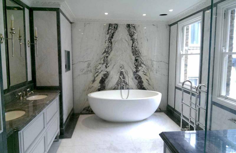Дизайн стен в ванной (мрамор) 2