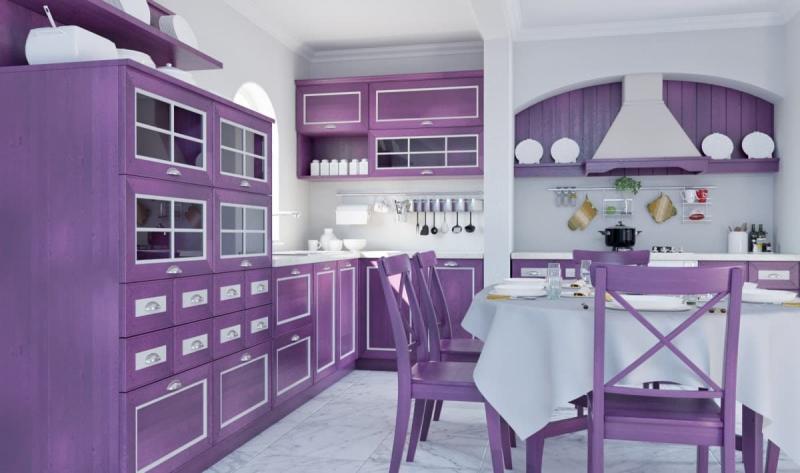 Кухня в стиле прованс фиолетовая 1