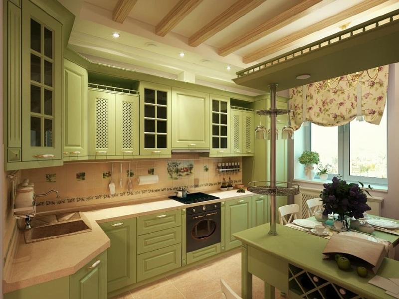 Кухня в стиле прованс зеленая 1