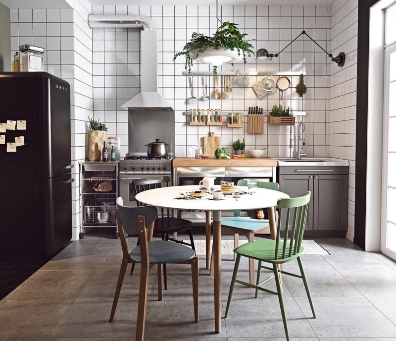 Стол и стулья для кухни в скандинавском стиле