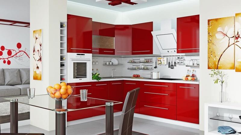 Цвет для кухни 9 кв. м красный 1