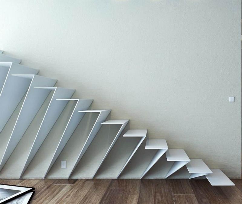 Креативный дизай лестницы на второй этаж 9