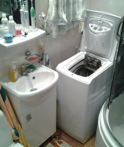 Стиральная машинка в интерьере ванной 5
