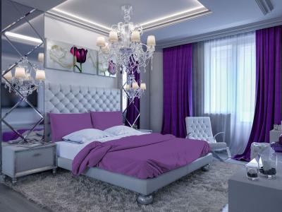 Фиолетовые шторы для спальни 6