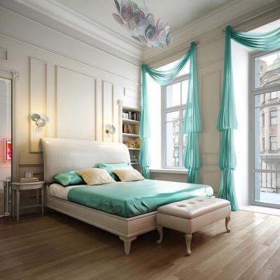 Зеленые шторы для спальни 10