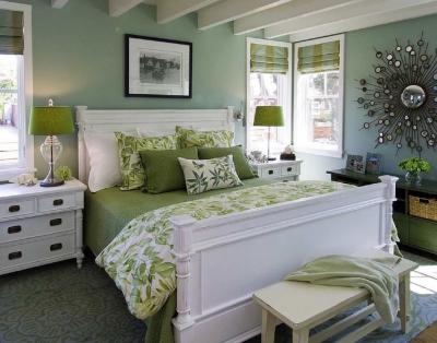 Зеленые шторы для спальни 5