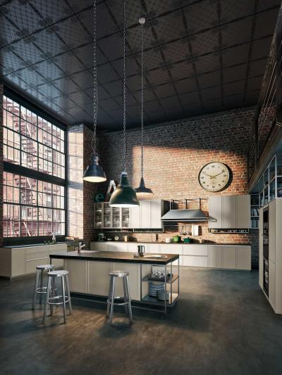 Потолок на кухне в стиле лофт 5