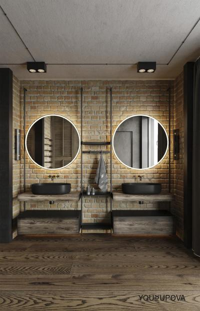 Дизайн ванной комнаты с темным полом (69 фото)