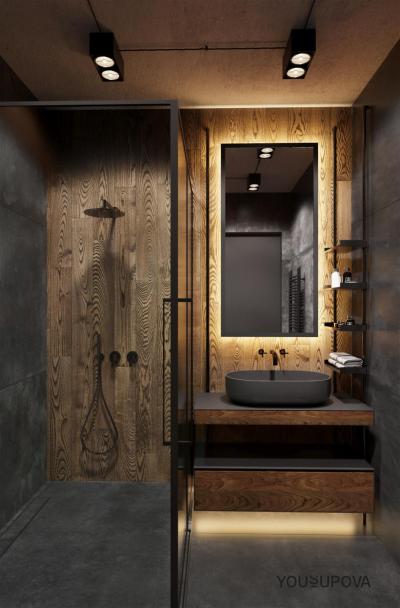 Ванная комната в черно Красном цвете - 71 фото