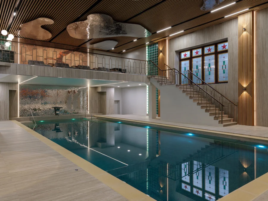 SPA-центр в стиле советского модернизма: эффектный интерьер в Апатитах