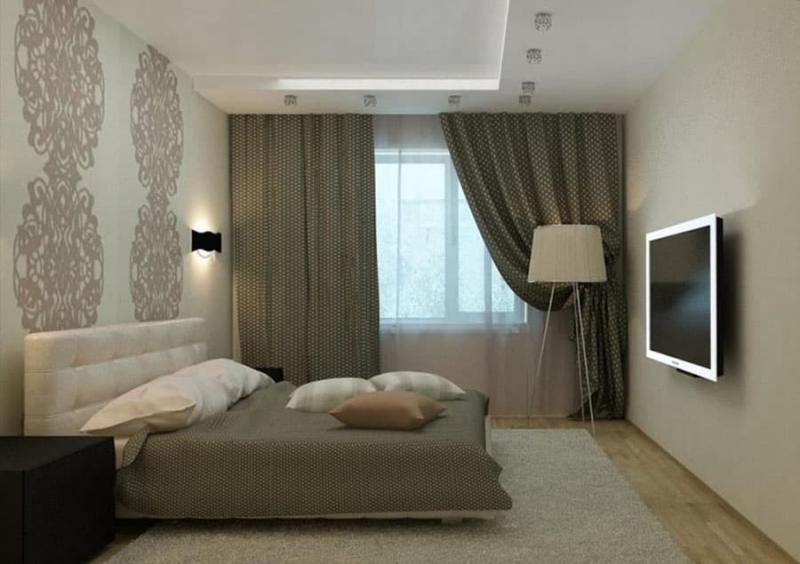 Интерьер спальни с обоями двух видов: гармоничные комбинации (40 фото)