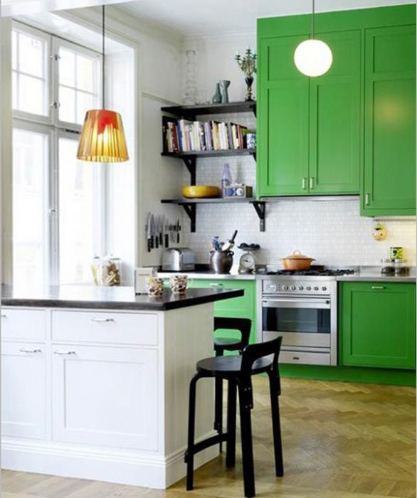 Мебель для кухни в зеленых тонах- 5