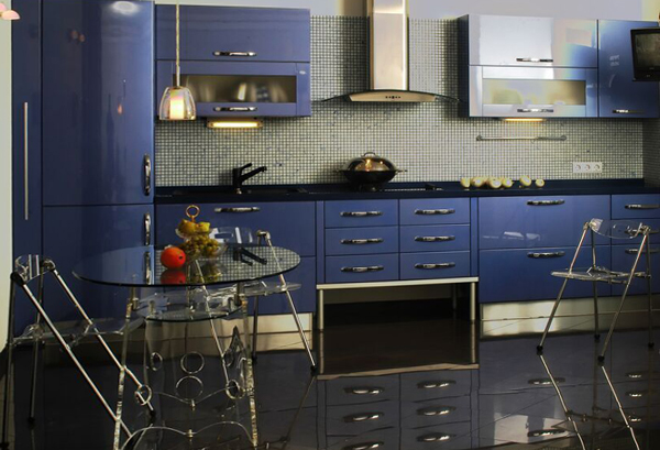 Мебель для кухни в голубых тонах- 5
