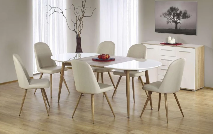 Обеденный стол и стулья для столовой с разными стилями интерьера
