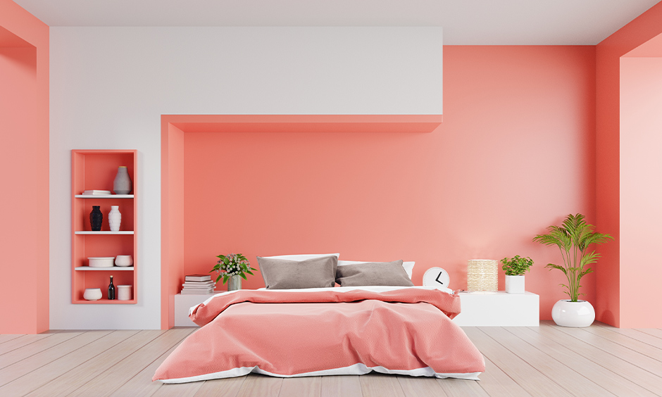 Светлое двухцветное сочетание для стен спальни