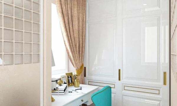 Дизайн интерьера спальной комнаты в бирюзовом цвете