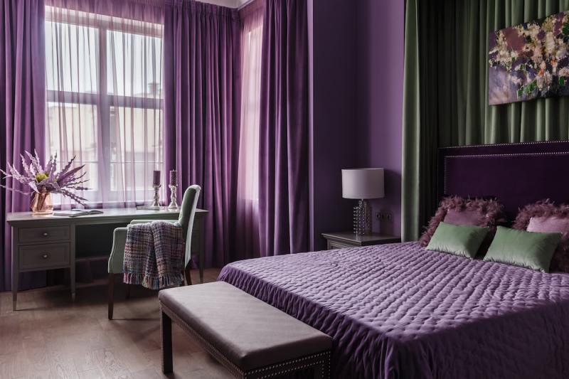 Фиолетовые шторы для спальни 5